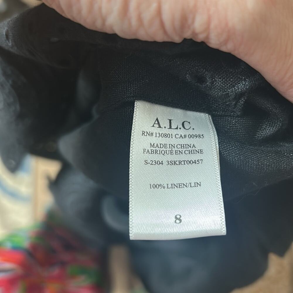 NEW A.L.C. Heather black linen eyelet hi lo skirt - Picture 13 of 15